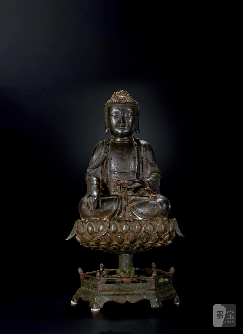 明代  铜莲花座佛像
